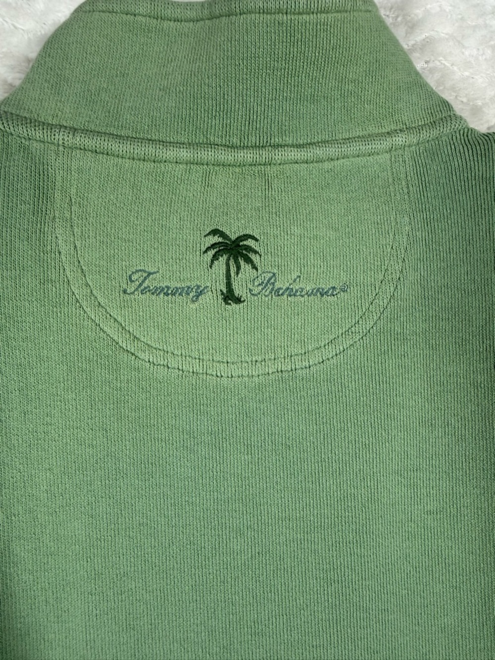 Tommy Bahama Light Sage Green Quarter-Zip Pullover Sweater. So soft & the color🔥 - Picture 9 of 13